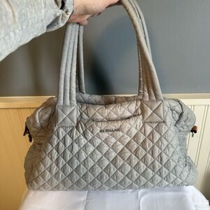 MZ Wallace Medium Sutton Deluxe Black Quilted Nylon Bag Handbag Purse Overnight